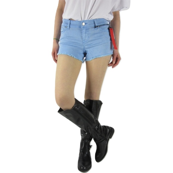 Celebrity Pink Blue Denim Fray Cutoff Shorts NWT - Picture 3 of 5